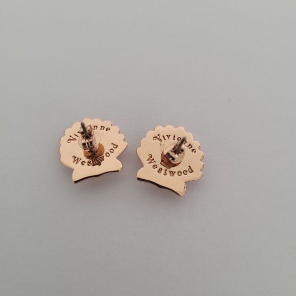 Vivienne Westwood Shells Stud Earrings Small Rose Gold Orbit Rare - Picture 3 of 5